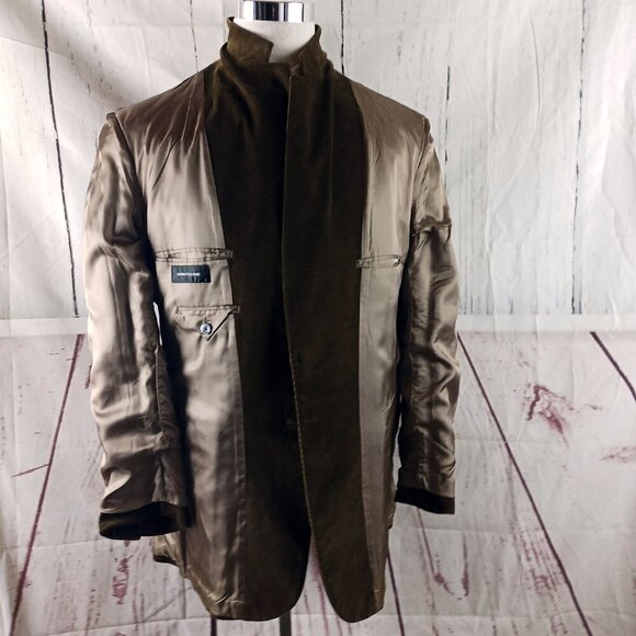 Evan Picone 42L Cotton Blend 2 Button Brown Pinstripe Corduroy Blazer Sport Coat - Picture 9 of 10